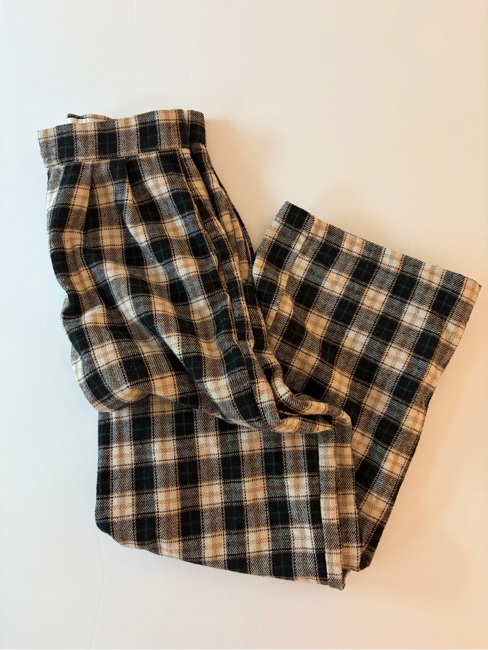 Women’s Brown Black Plaid Wide Leg Trousers for Fall Autumn Casual Pants Small
